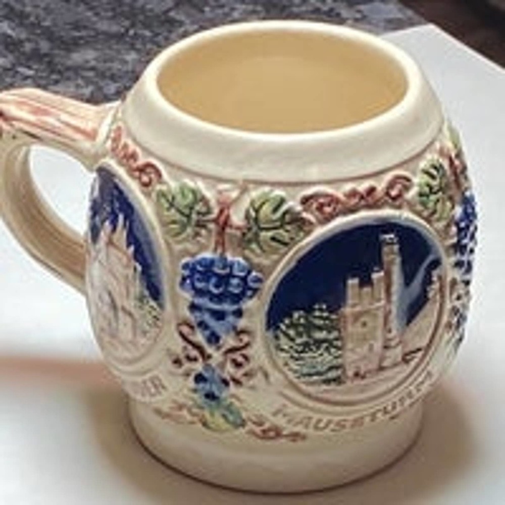 Vtg Cobalt‎ Blue Small Beer Stein Mug Castles Original Gerz Gerzit W Germany